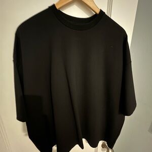 STAUD Black Oversized Crewneck Short-Sleeve Tee